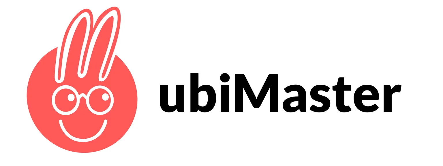 ubiMaster image - ein Smiley mit Hasenohren und Brille mit der Schrift ubiMaster